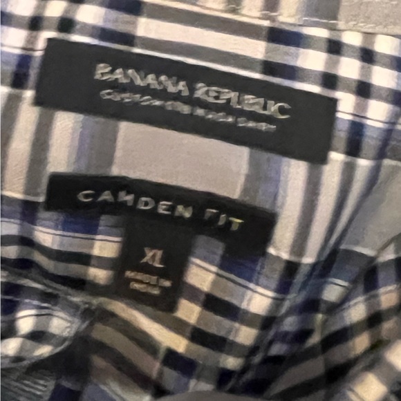 Banana Republic dress shirt mens XL Camden Fit gray blue plaid button down nice! - Picture 7 of 10